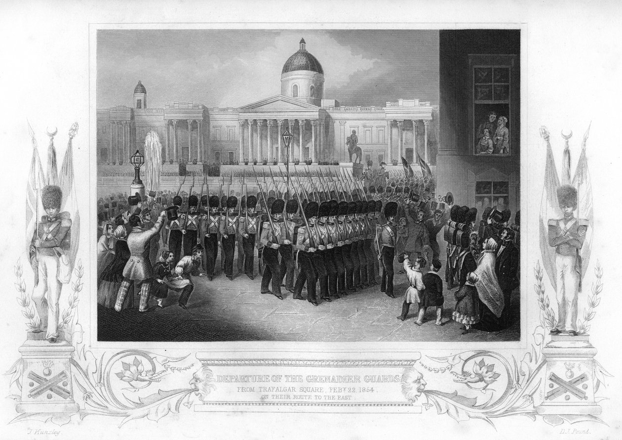 Grenadier Guardsin lähtö, Trafalgar Square, Lontoo, 1854 1857. tekijältä Daniel John Pound