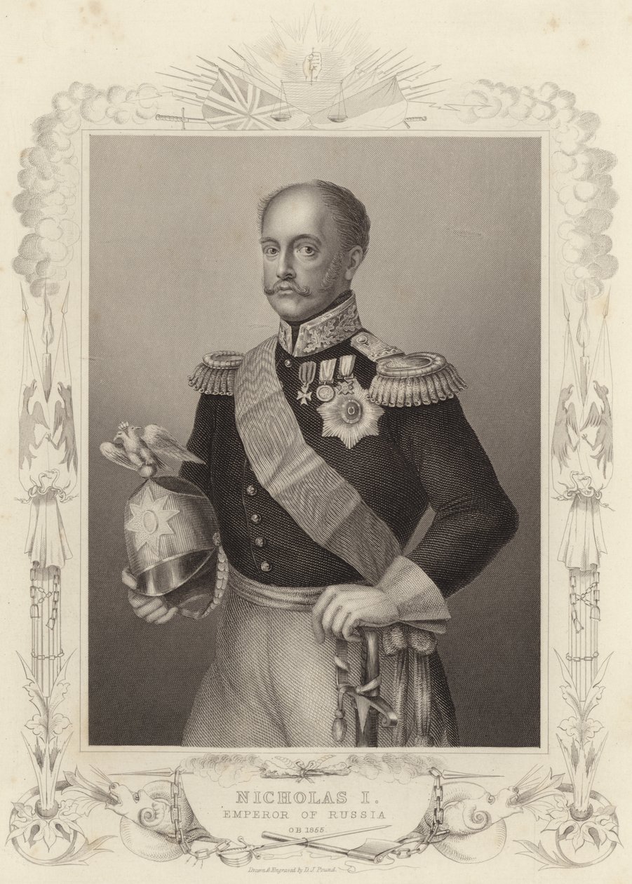 Tsaari Nikolai I, Venäjän keisari (kaiverrus) tekijältä Daniel John. Pound