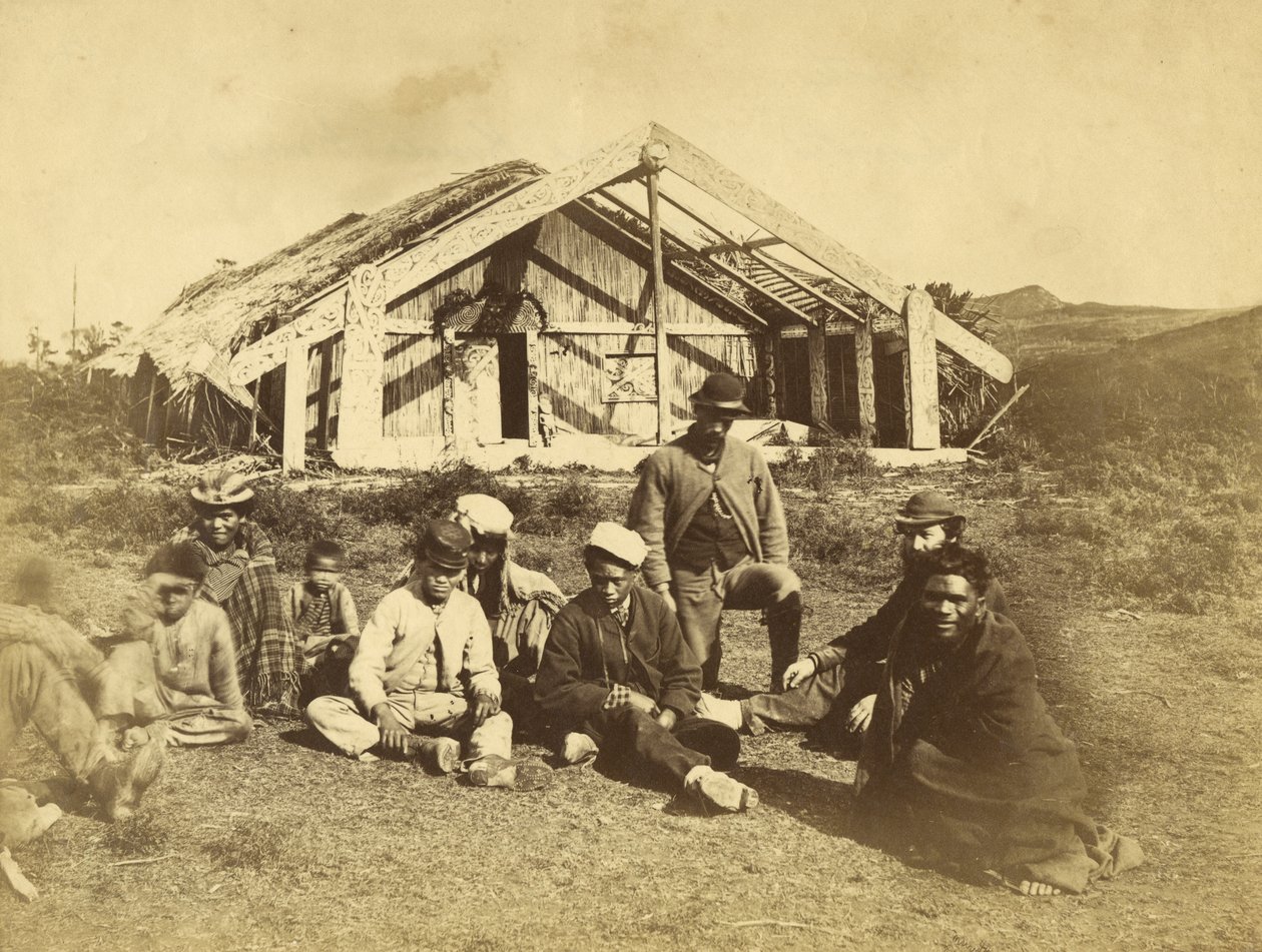 Kuwaitis Runanga House, Waiona, Bay of Islands, n. 1870 (albumiprintti) tekijältä Daniel Louis Mundy