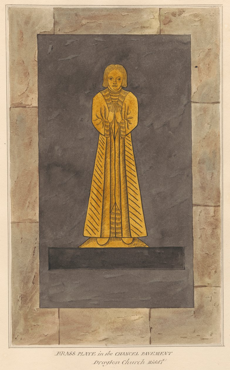 Messinkilautanen tuntemattomalle miehelle, Chancel Pavement of Drayton Church tekijältä Daniel Lysons