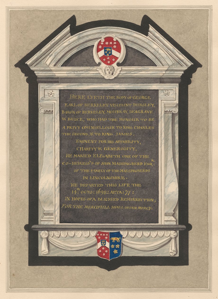 Memorial de George, Conde de Berkeley de Cranford Churchfinnish tekijältä Daniel Lysons