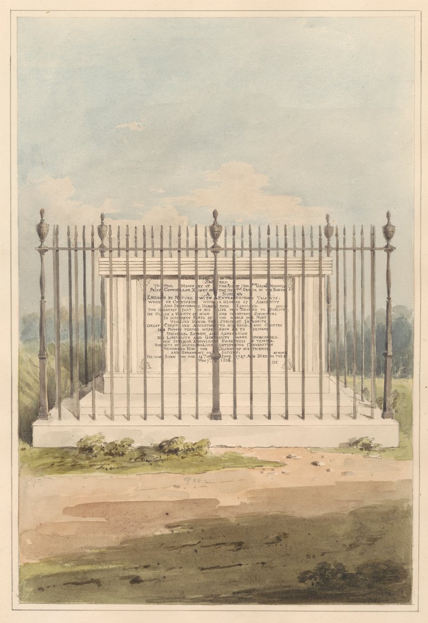 Lontoon ympäristö: George Earl of Macartneyn hauta Chiswick Churchyardista tekijältä Daniel Lysons