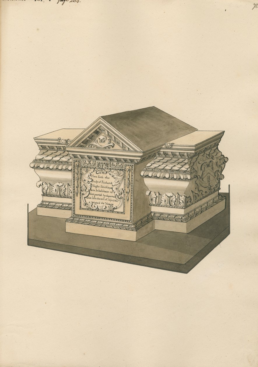 Richard Wrightin hauta Chiswickin kirkosta tekijältä Daniel Lysons