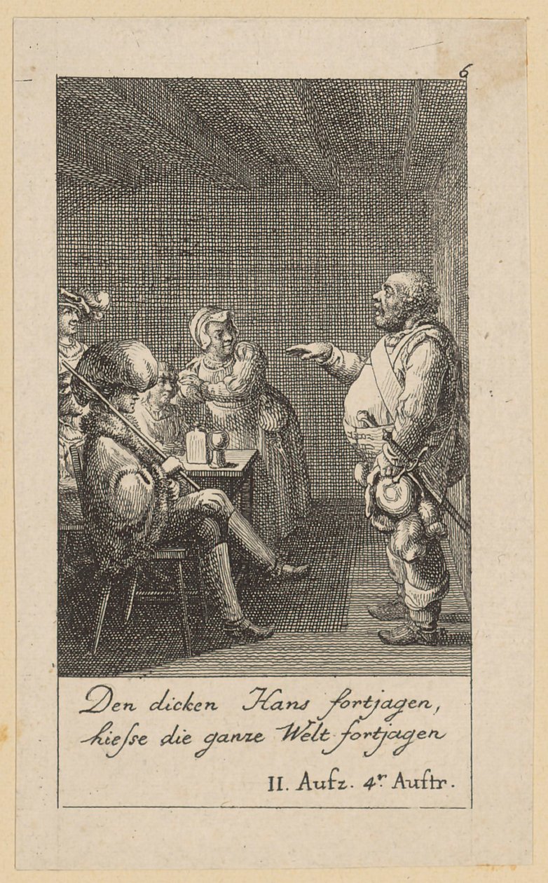 Lehti 6 Shakespearen teokseen "Kuningas Henrik IV" tekijältä Daniel Nikolaus Chodowiecki