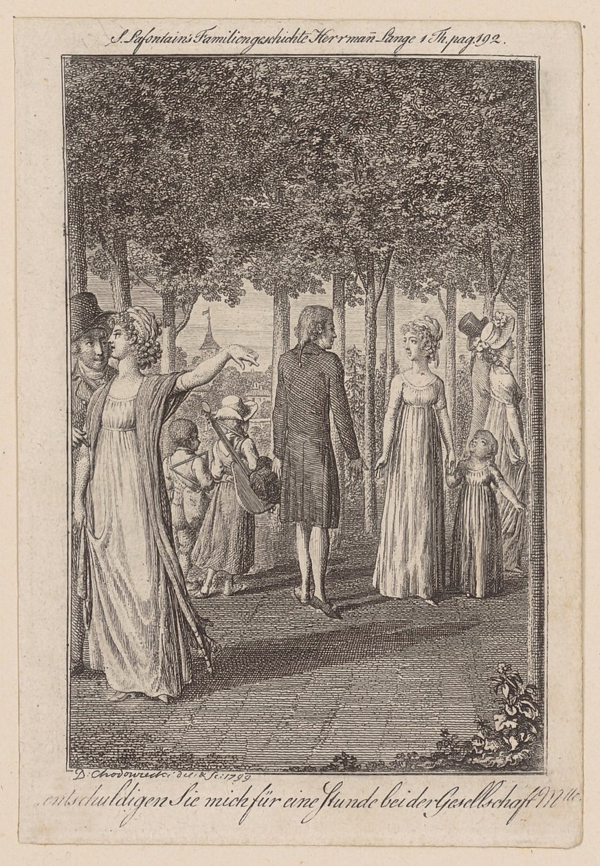 Hermann vie kaksi lasta heidän sairaan isänsä Bergmannin luo tekijältä Daniel Nikolaus Chodowiecki