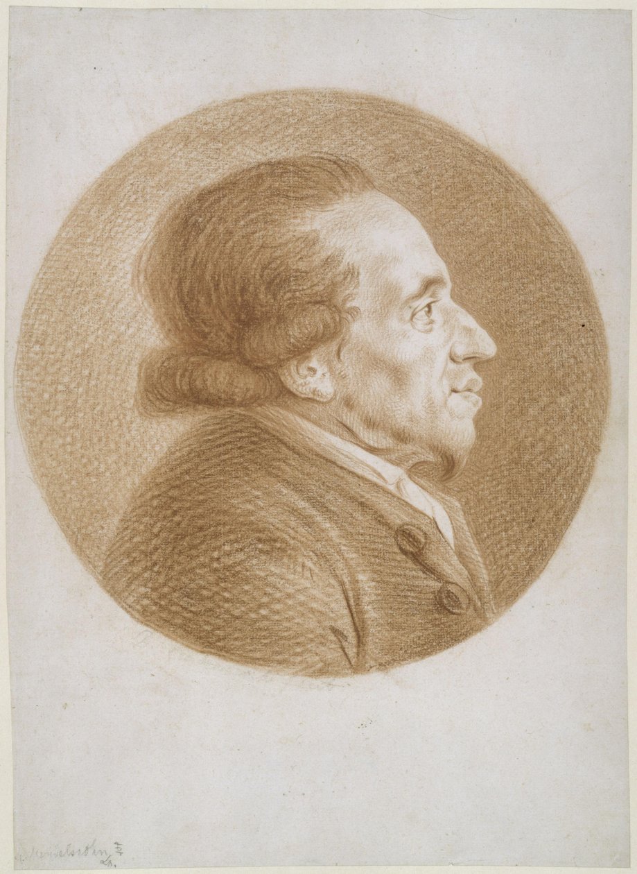 Moses Mendelssohn oikealla kuvassa tekijältä Daniel Nikolaus Chodowiecki