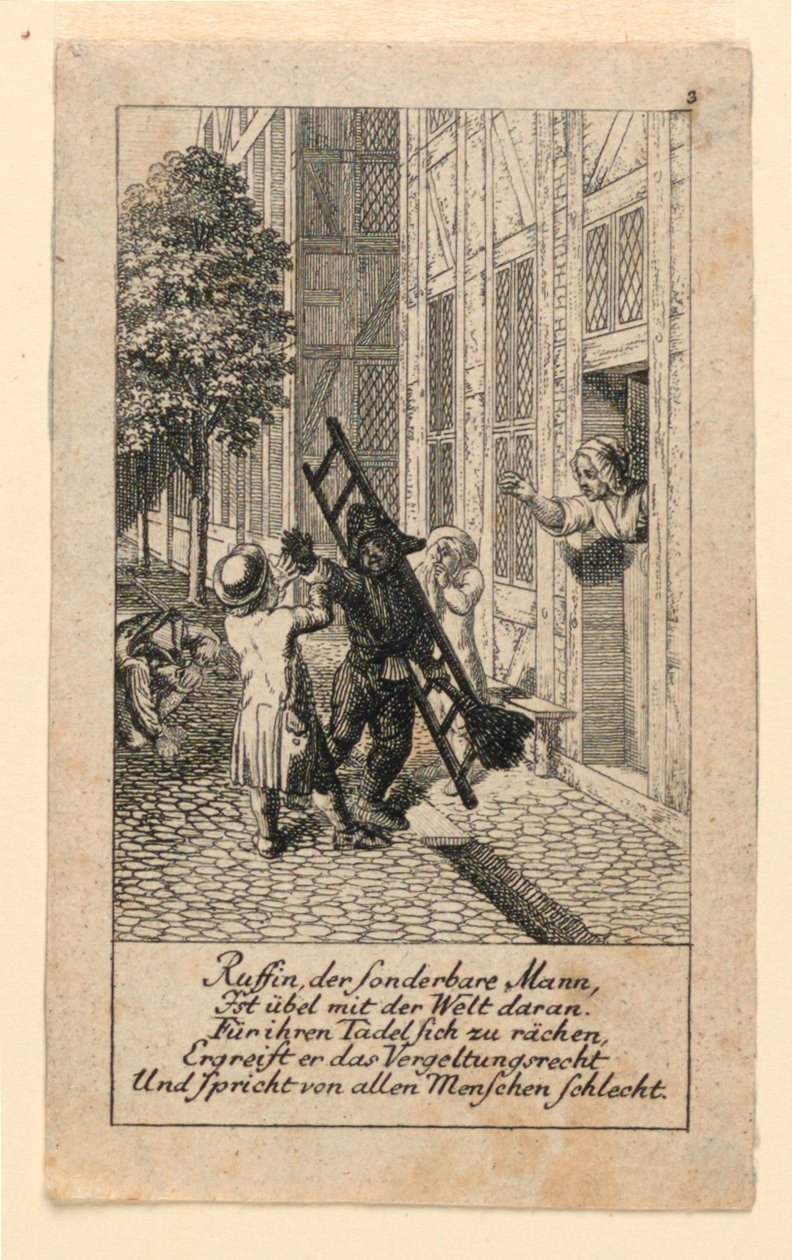 The Retalliation, kuvitus "Königl: Grosbrit [anian] genealogical Calendar 1780 Lauenberg, J.G. Berenberg" tekijältä Daniel Nikolaus Chodowiecki