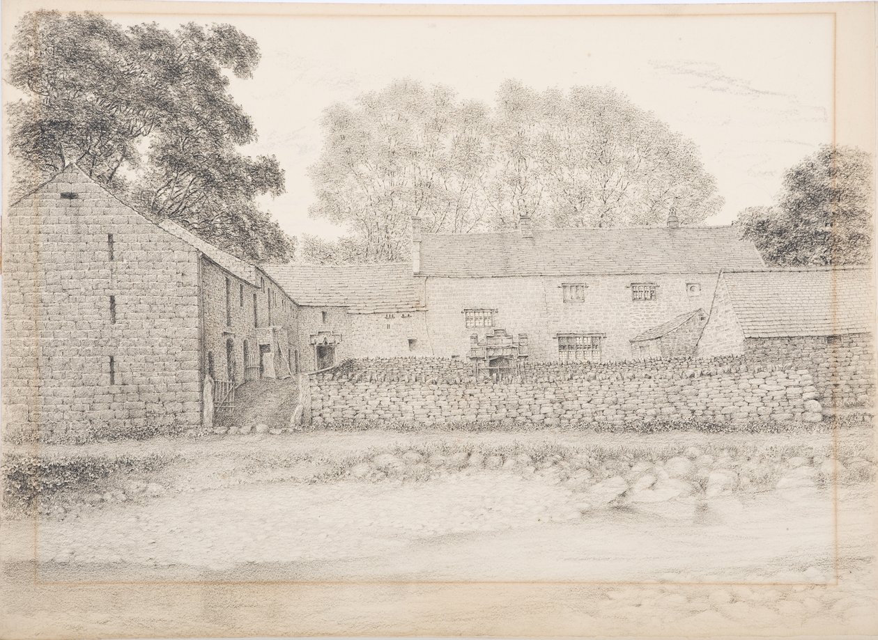 Merton Hall, Appleby, n. 1916 (hiili ja kynä kortilla) tekijältä Daniel Oliver