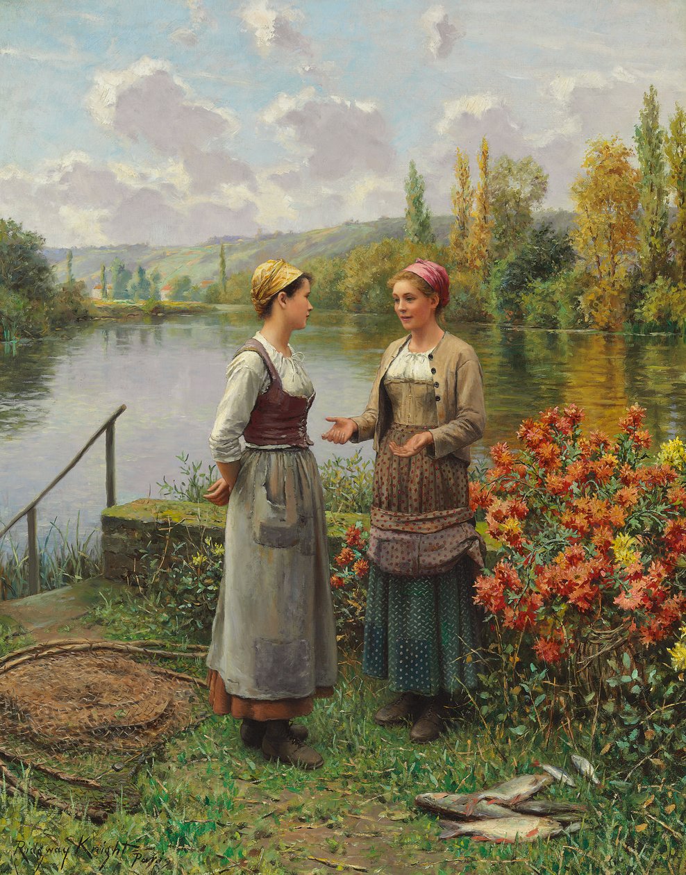 Kaksi naista maisemassa tekijältä Daniel Ridgway Knight
