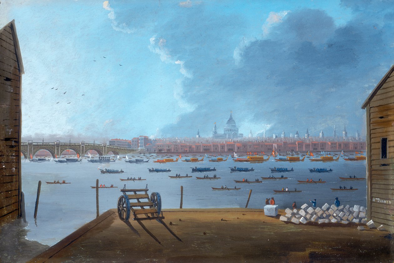 Lord Nelsonin hautajaiset Thamesilla, n. 1806 tekijältä Daniel Turner