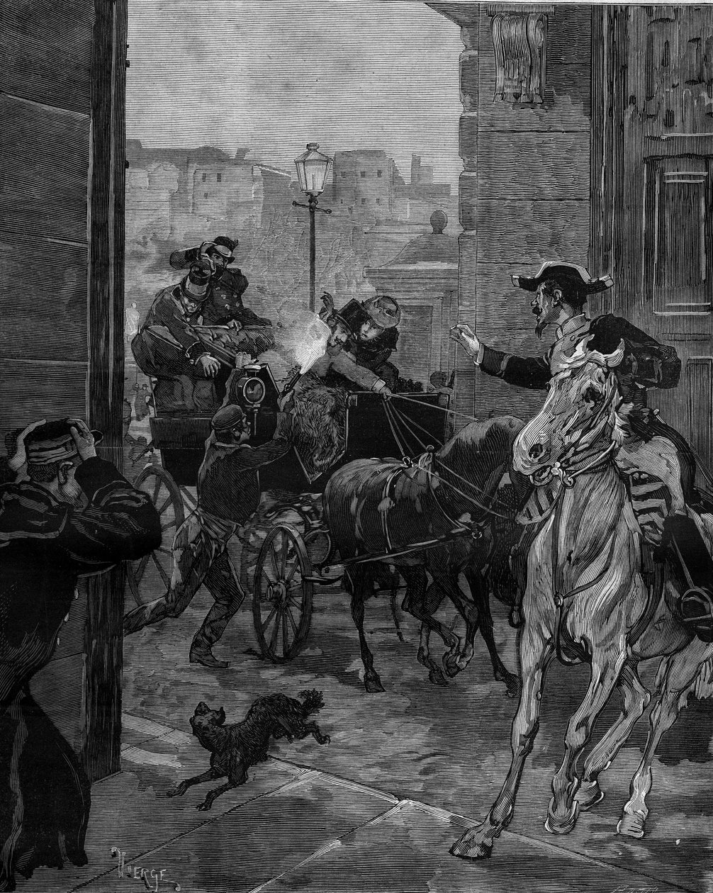 Kuningas Alfonso XII:n (1857-1885) salamurhayritys 30. joulukuuta tekijältä Daniel Urrabieta Vierge