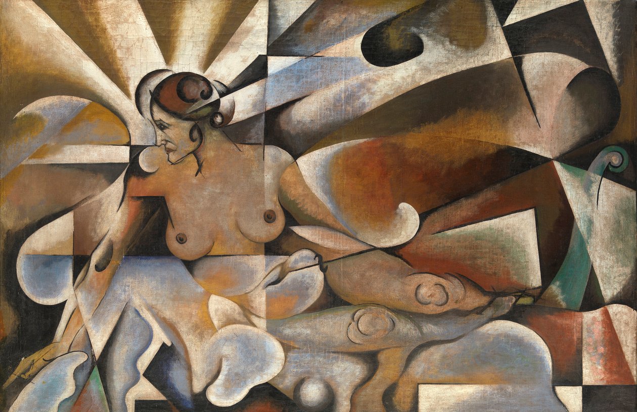 Kubistinen nainen, kirjoittanut Baranov-Rossine, Vladimir Davidovich (1888-1942). Öljy kankaalle, c. 1920. Koko: 101x153,5 cm. Yksityinen kokoelma tekijältä Daniel Vladimir Baranoff Rossine