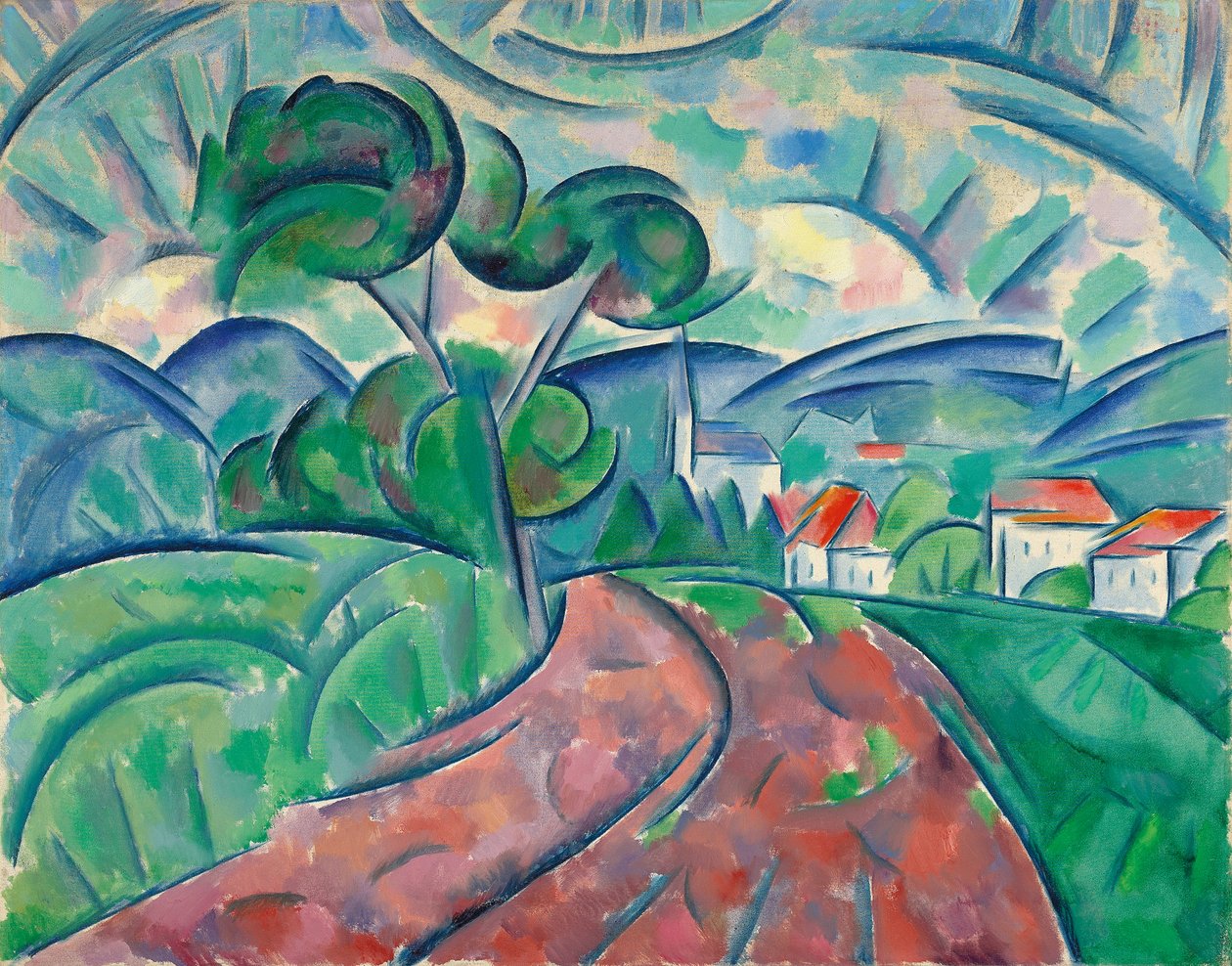 Tie kylään; La route au village, noin 1908-1912 tekijältä Daniel Vladimir Baranoff Rossine