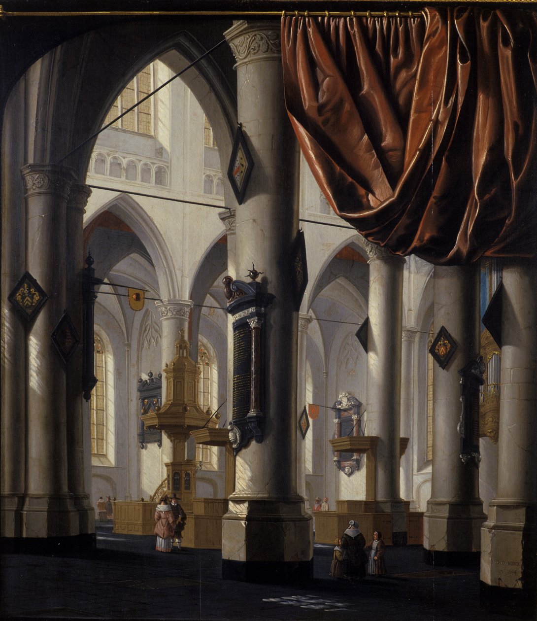 Uusi kirkko Delftissä, 1654 (öljy tammipuulle) tekijältä Daniel de Blieck
