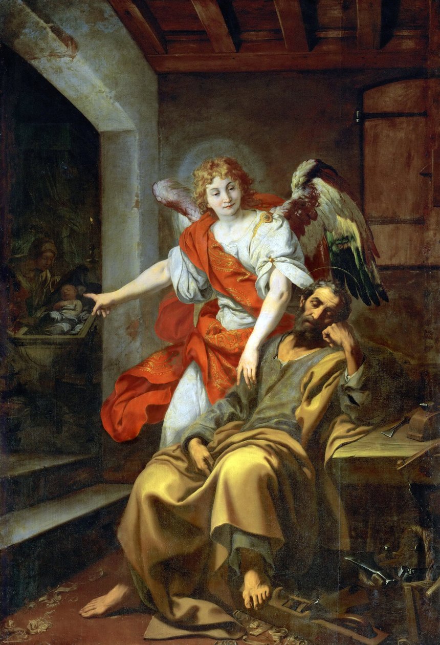 Barokki : le songe de Joseph - Pyhän Joosefin unelma par Crespi, Daniele (1598-1630), n. 1620-1630. Öljy kankaalle, 297x203. Taidehistoriallinen museo, Vienne tekijältä Daniele Crespi
