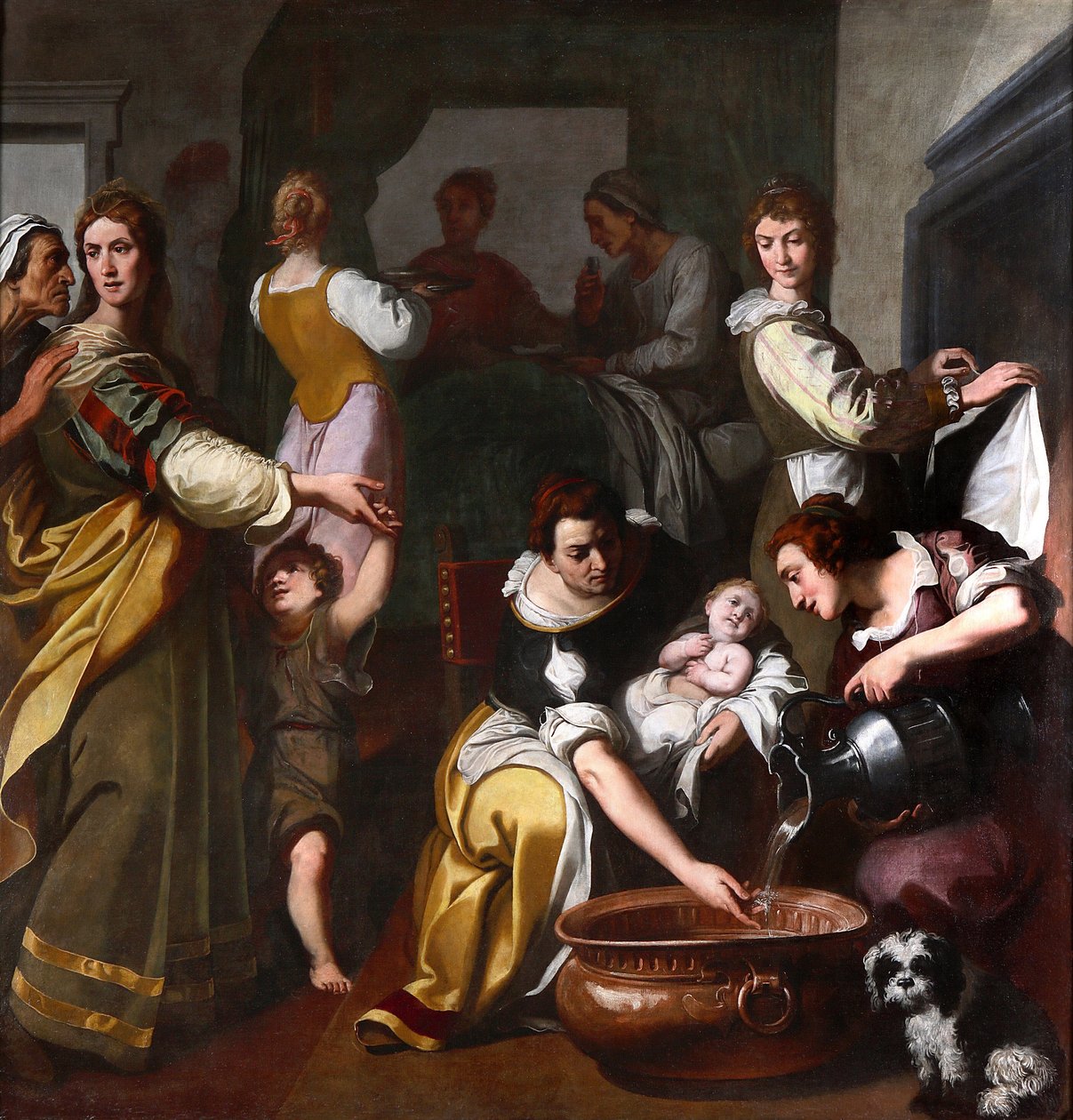 Neitsyen elämä: "" Marian syntymä"" Daniele Crespin (1598-1630) maalaus 1600-luvun Museo della Basilica di Santa Maria Assunta, Gallarate, Italia tekijältä Daniele Crespi