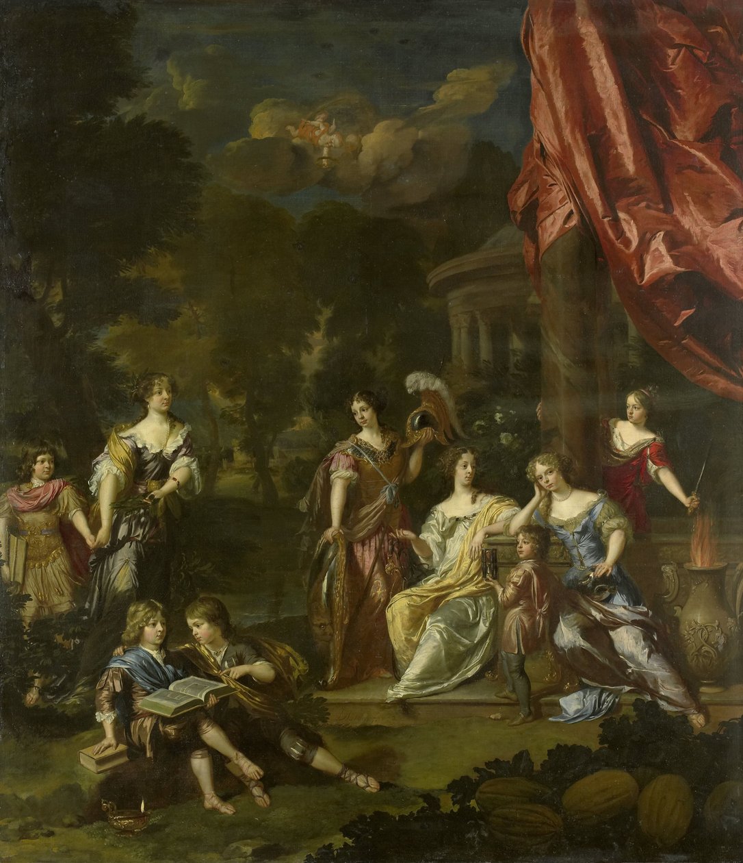 Allegoroiva ryhmäkuva Diederic Pietersz van Leyden van Leeuwenin, Leidenin porvariston ja Alida Paetsin lapsista tekijältä Daniël Mijtens (II)