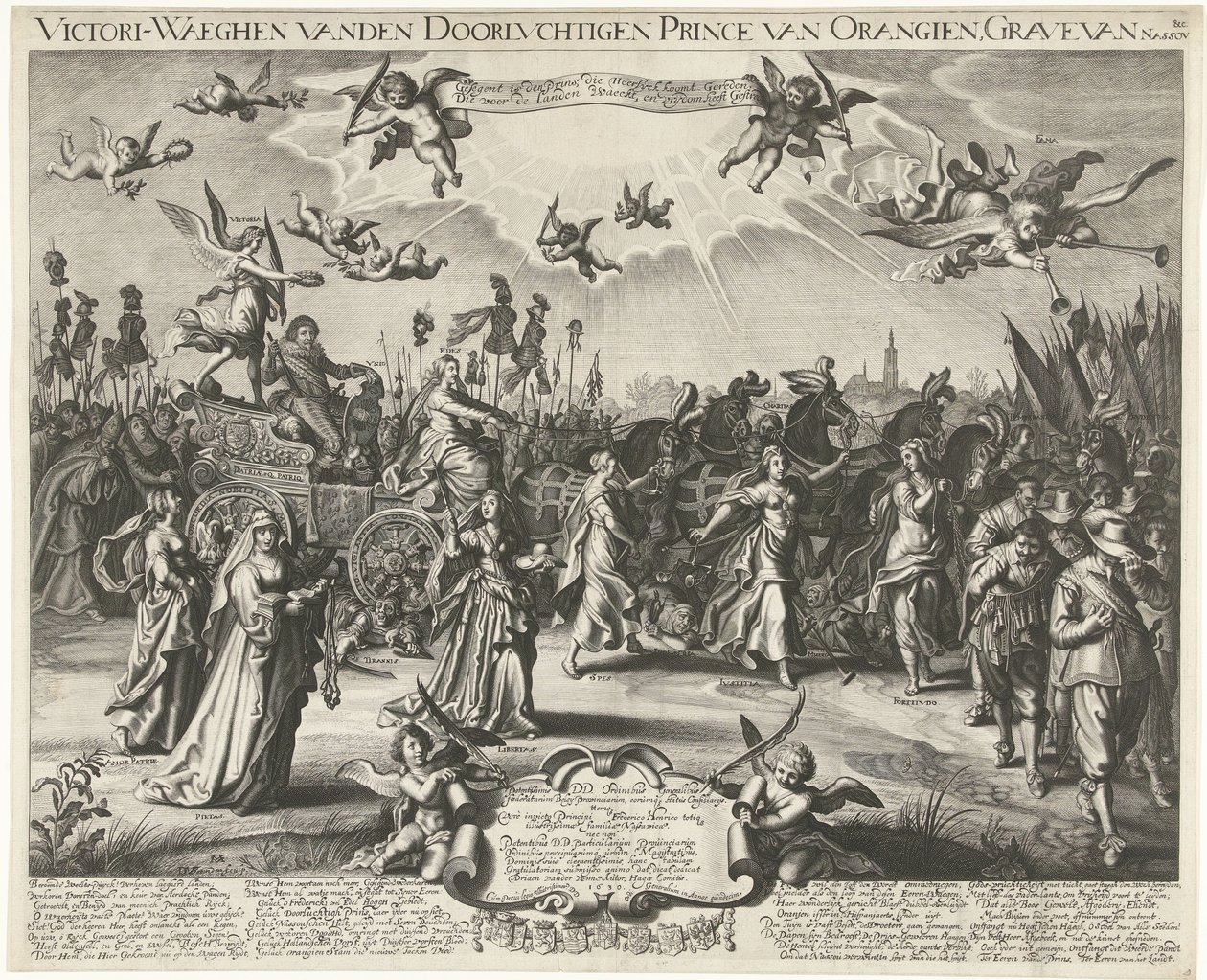 Frederick Henryn allegorinen voittoesitys, 1629 Victori-Waeghen vanden Serene Airways Prince of Orangien, Grave of Nassou jne. (otsikko esineessä) tekijältä Daniël van den Bremden