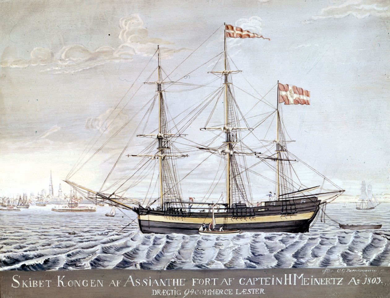 Slership "" Konigin of Asian"" 1803. Maritime Museum of Elsinore, Tanska tekijältä Danish School