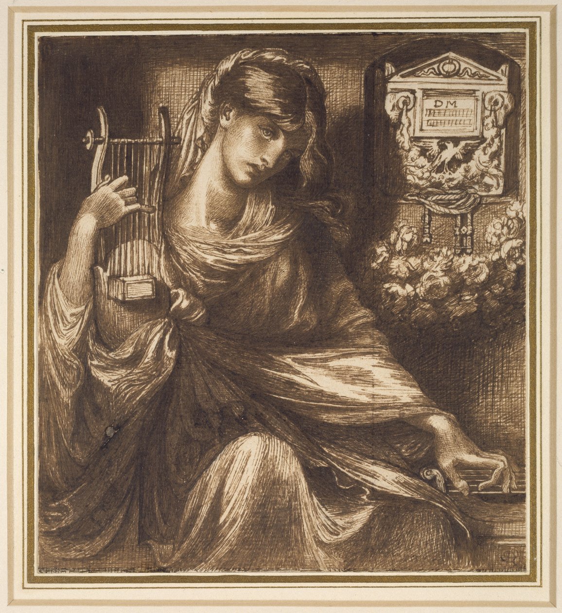 Roomalainen leski, 1800-luku (kynä ja ruskea muste paperille) tekijältä Dante Gabriel Charles Rossetti