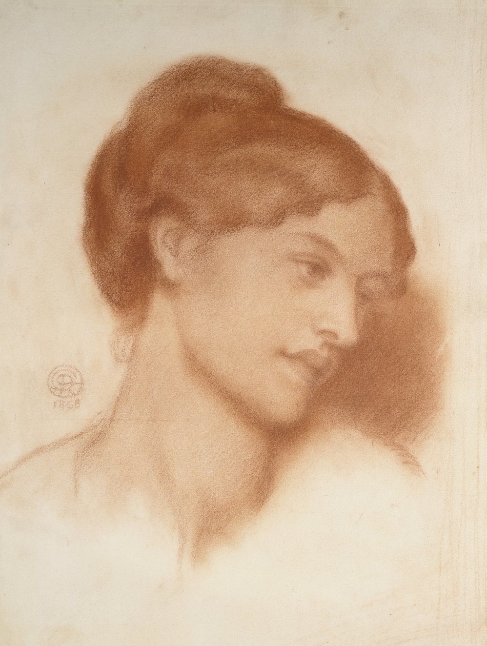 Rouva Murray Marksin muotokuva, 1868 (punainen liitu luonnonvalkoiselle paperille) tekijältä Dante Gabriel Charles Rossetti