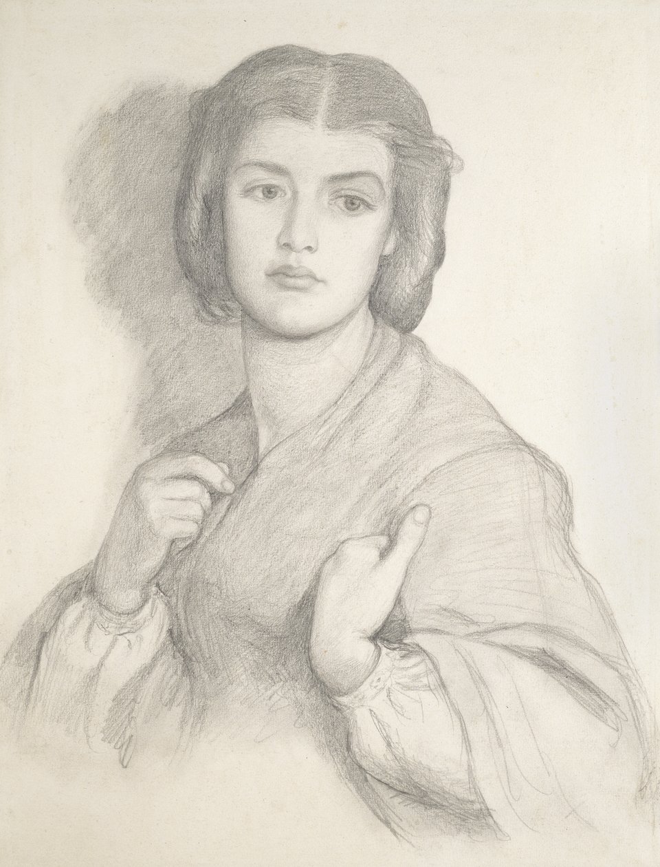 Naisen muotokuva (grafiitti paperille) tekijältä Dante Gabriel Charles Rossetti