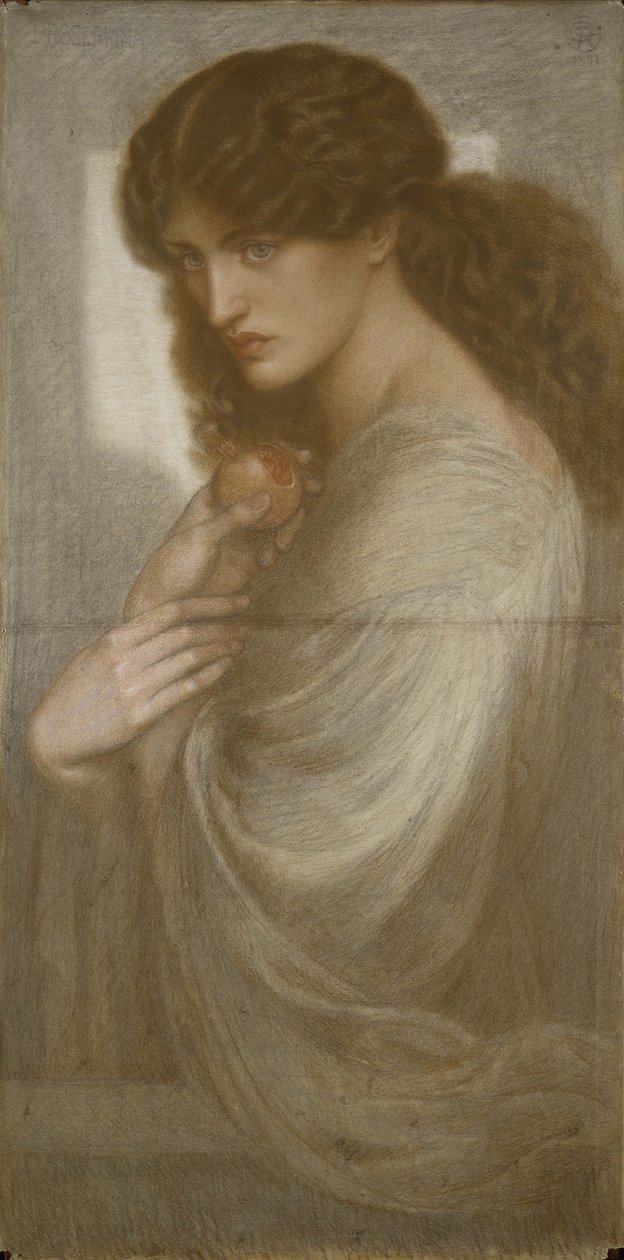 Proserpina, 1871 (värillinen liitu paperille) tekijältä Dante Gabriel Charles Rossetti