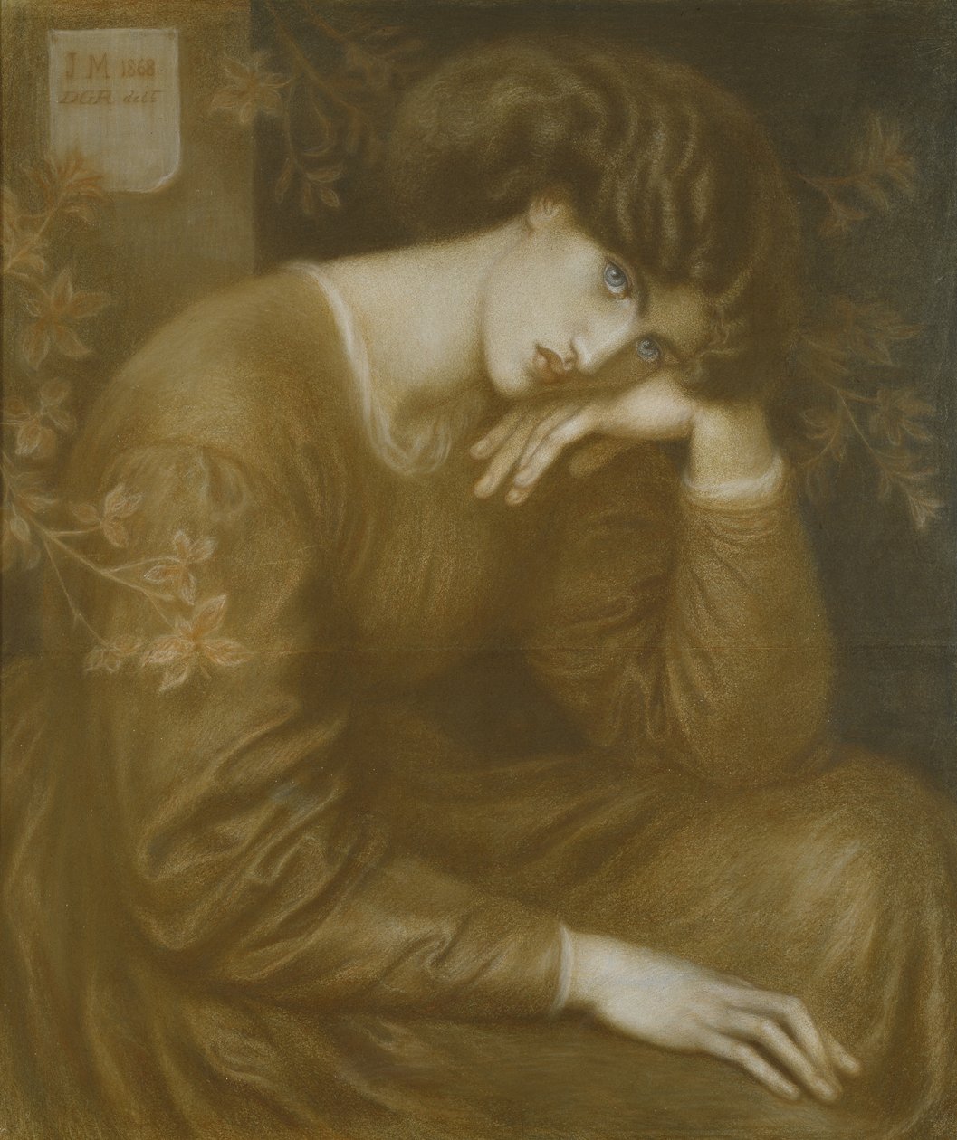 Haaveilu, 1868 (värillinen liitu paperille) tekijältä Dante Gabriel Charles Rossetti