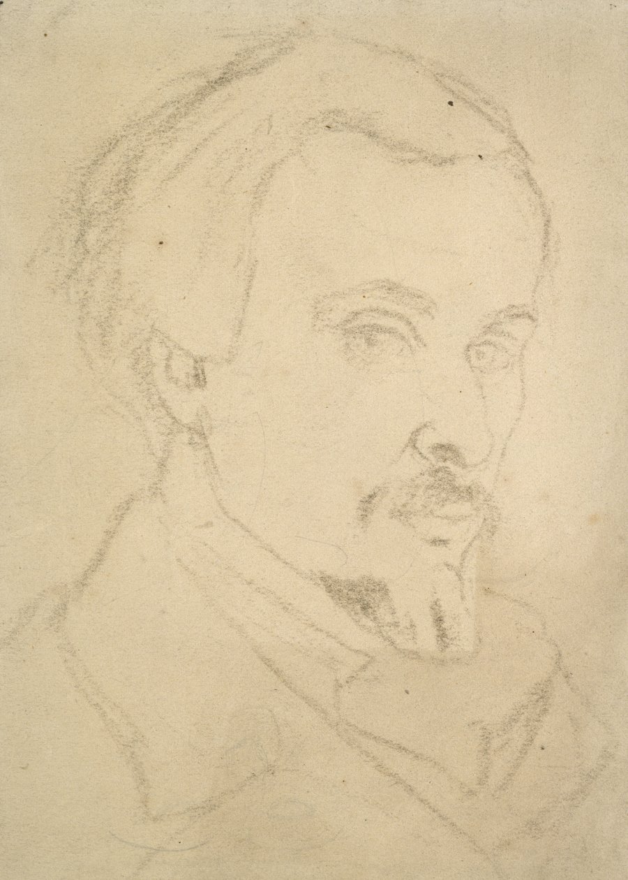 Omakuva (ruskea liitu kiillotuspaperilla) tekijältä Dante Gabriel Charles Rossetti