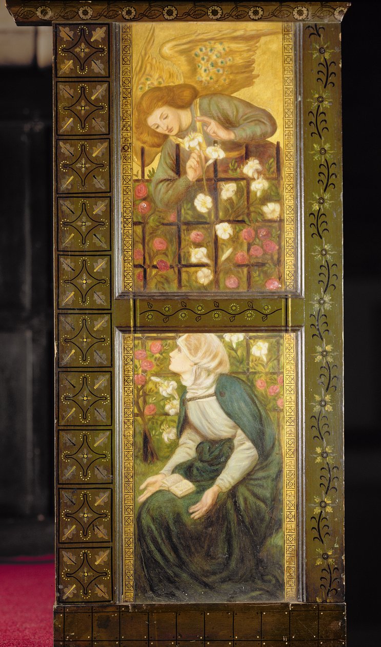 Anunciation, saarnatuolin paneelit, n. 1861-62 tekijältä Dante Gabriel Charles Rossetti