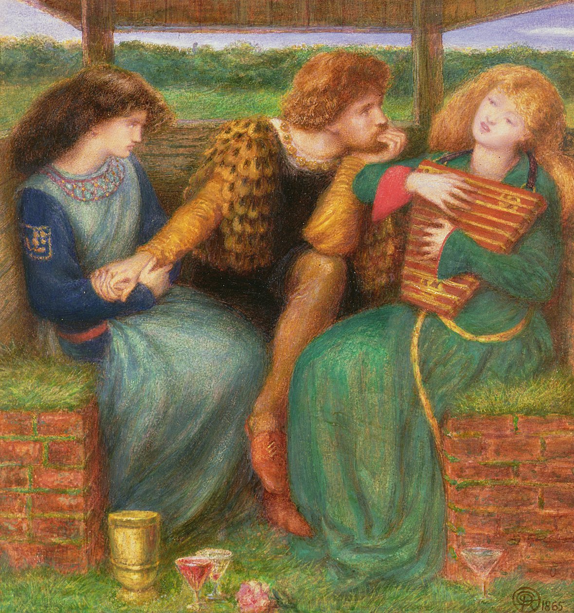 The Merciless Lady, 1865 (wc ja vartaloväri paperilla) tekijältä Dante Gabriel Charles Rossetti