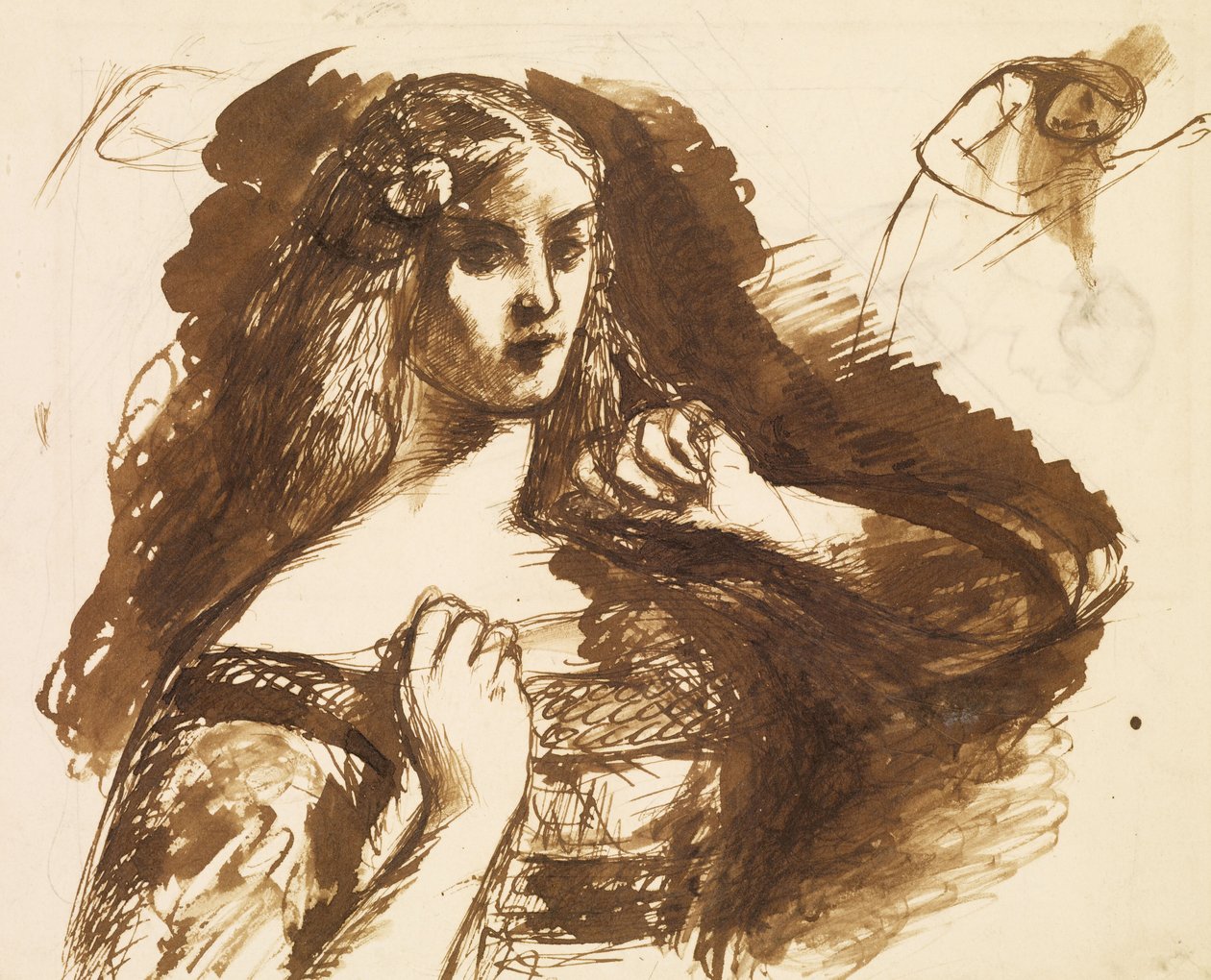 Puolipitkä luonnos nuoresta naisesta tekijältä Dante Gabriel Charles Rossetti