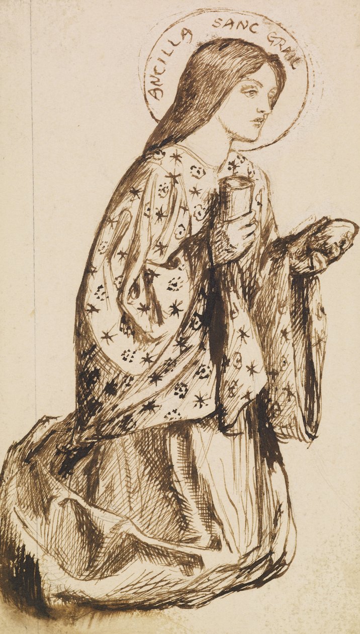 Launcelot Pyhän Graalin pyhäkkössä tekijältä Dante Gabriel Charles Rossetti