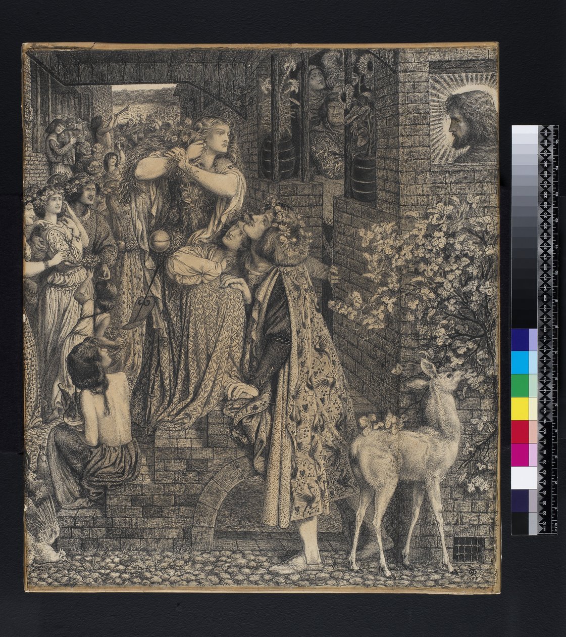 Maria Magdaleena Simon fariseuksen ovella, 1853-1859 (kynä ja muste paperille) tekijältä Dante Gabriel Charles Rossetti