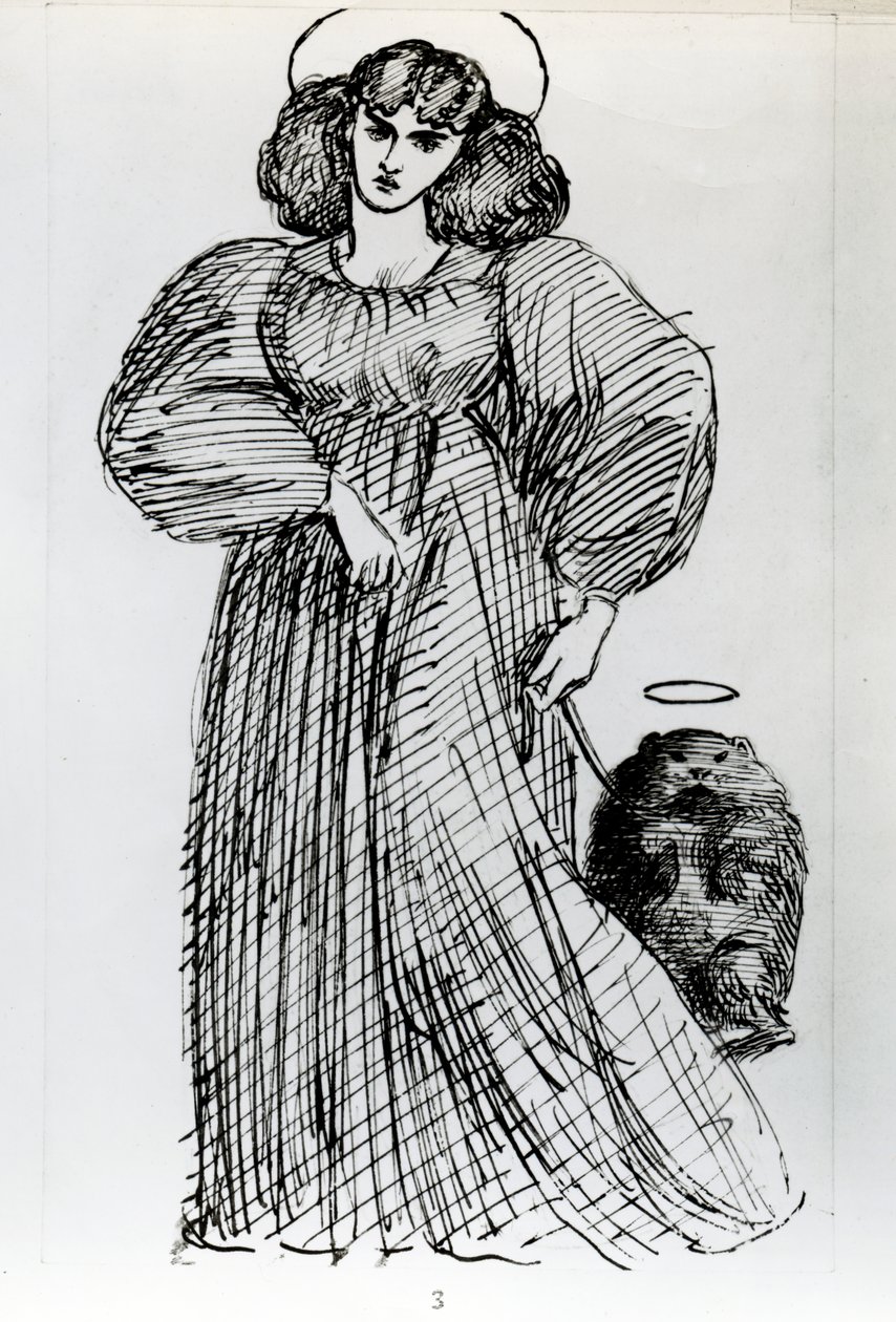 Rouva Morris ja Wombat, 1869 tekijältä Dante Gabriel Charles Rossetti