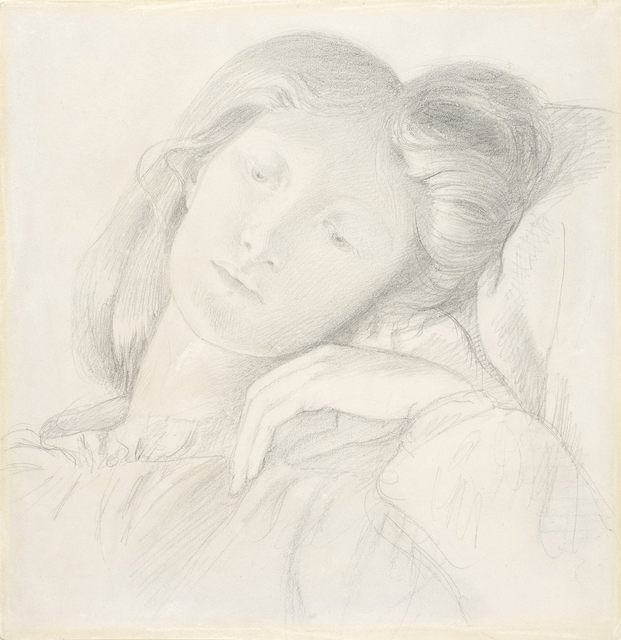 Nro 0684 Elizabeth Siddal, n. 1860 (lyijykynä) tekijältä Dante Gabriel Charles Rossetti