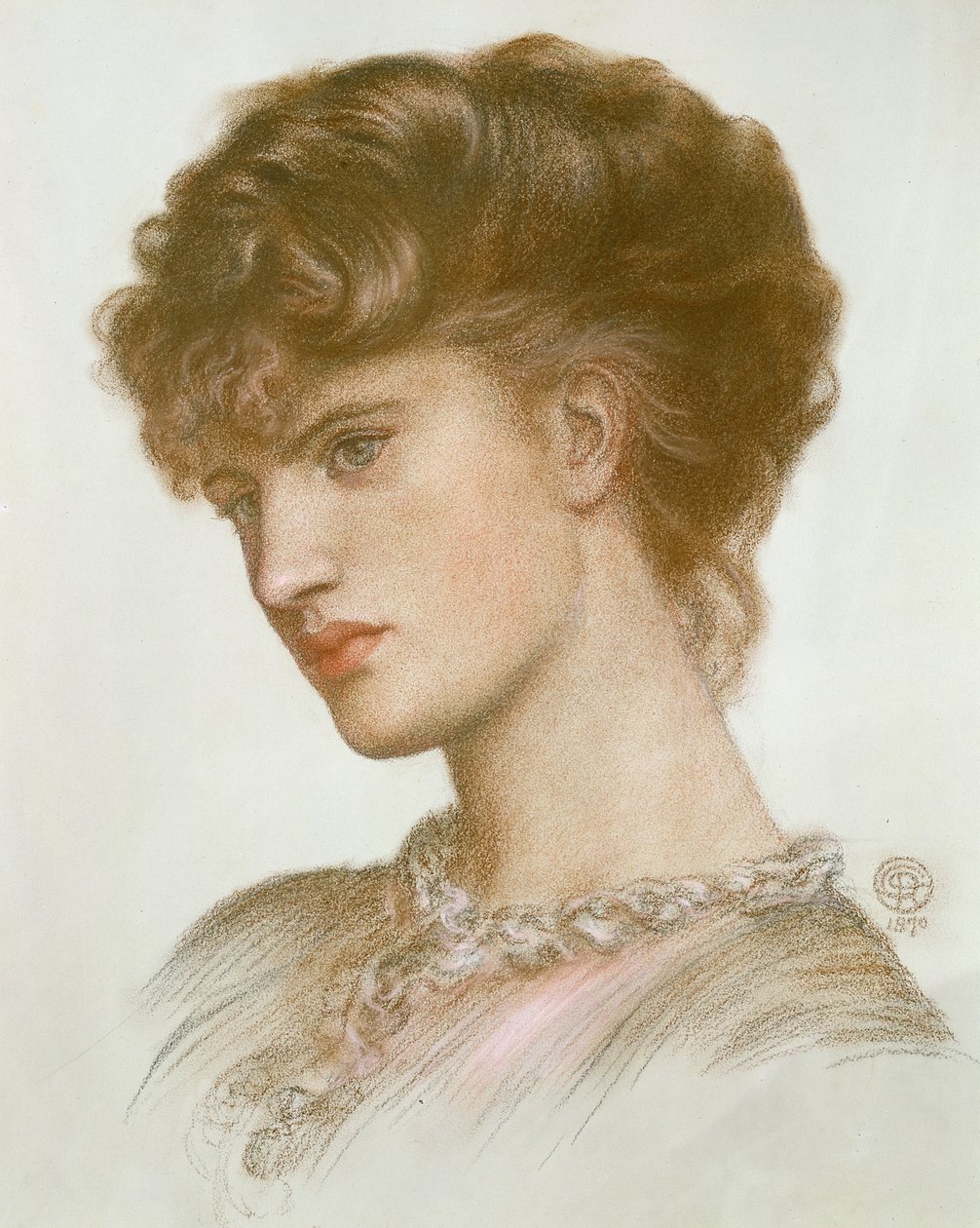 Muotokuva Aglaia Coronio (o.s. Ionides) 1870 (liitu paperille) tekijältä Dante Gabriel Charles Rossetti
