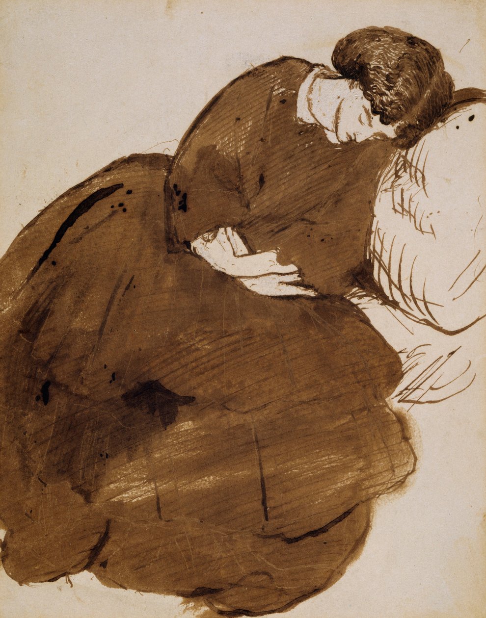 Muotokuva Jane Morrisista, joka nukkuu sohvalla tekijältä Dante Gabriel Charles Rossetti