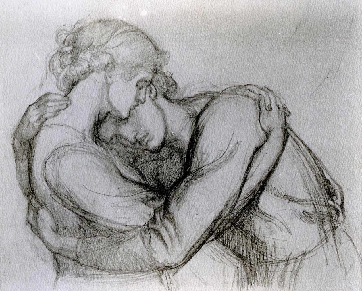 Study for Blessed Damozel, n. 1876 (grafiitti paperille) tekijältä Dante Gabriel Charles Rossetti