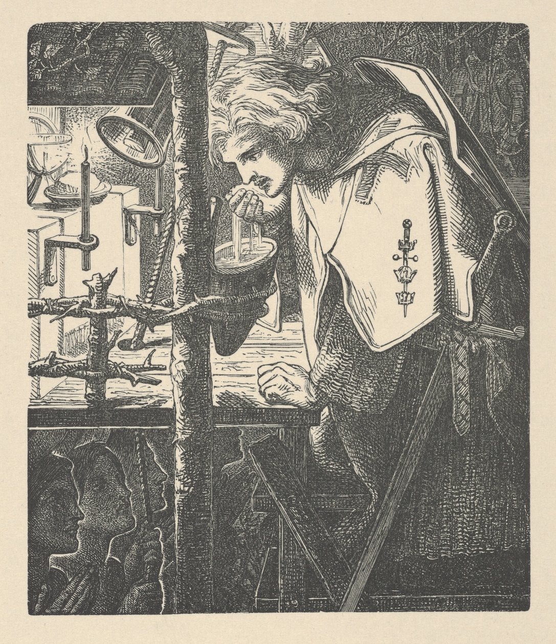 Sir Galahad Tennysonin runoista tekijältä Dante Gabriel (after) Rossetti