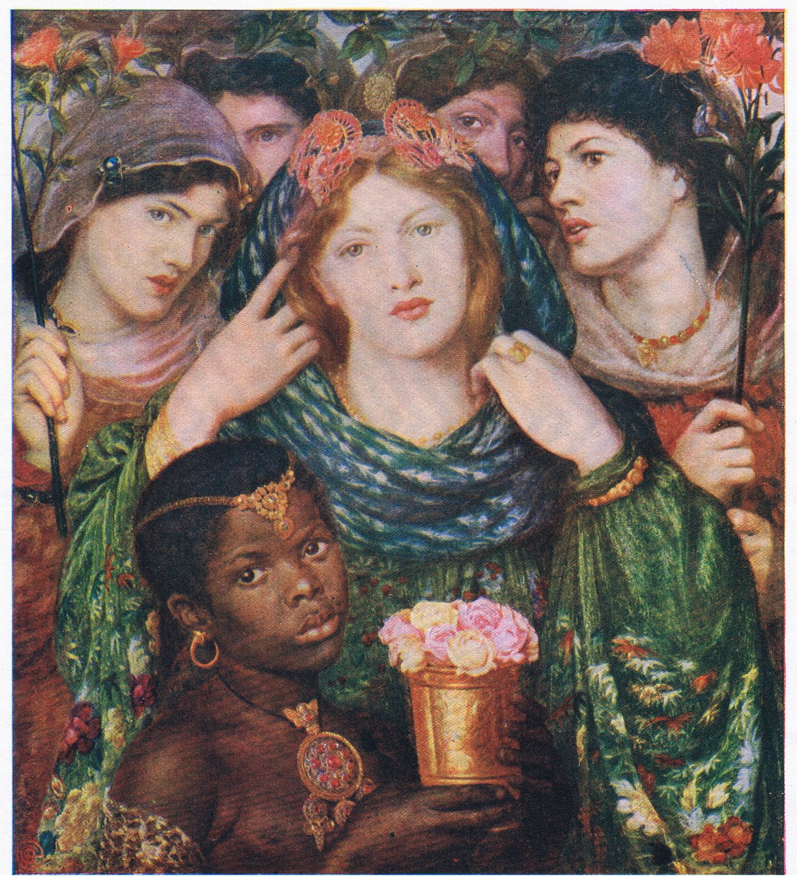 The Beloved, kuvitus My Magazinesta (Arthur Mee), n. 1920-30 (värilitho) tekijältä Dante Gabriel (after) Rossetti