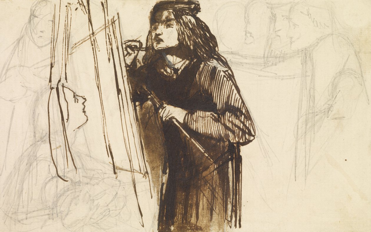 Taidemaalari työssä, 1850-1852 tekijältä Dante Gabriel Charles Rossetti