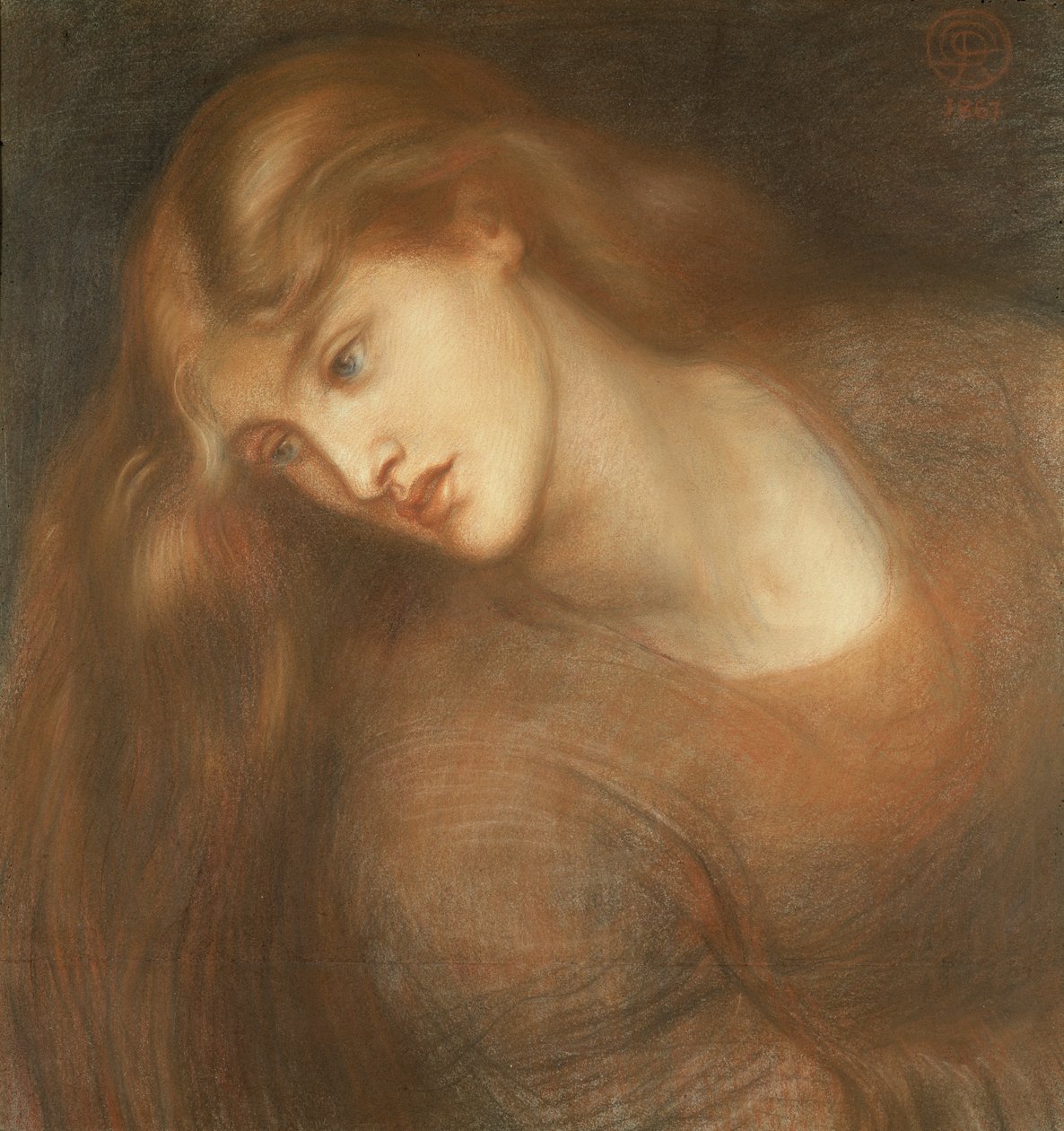 Aspecta Medusa, 1867 (värilliset liidut paperille) tekijältä Dante Gabriel Charles Rossetti
