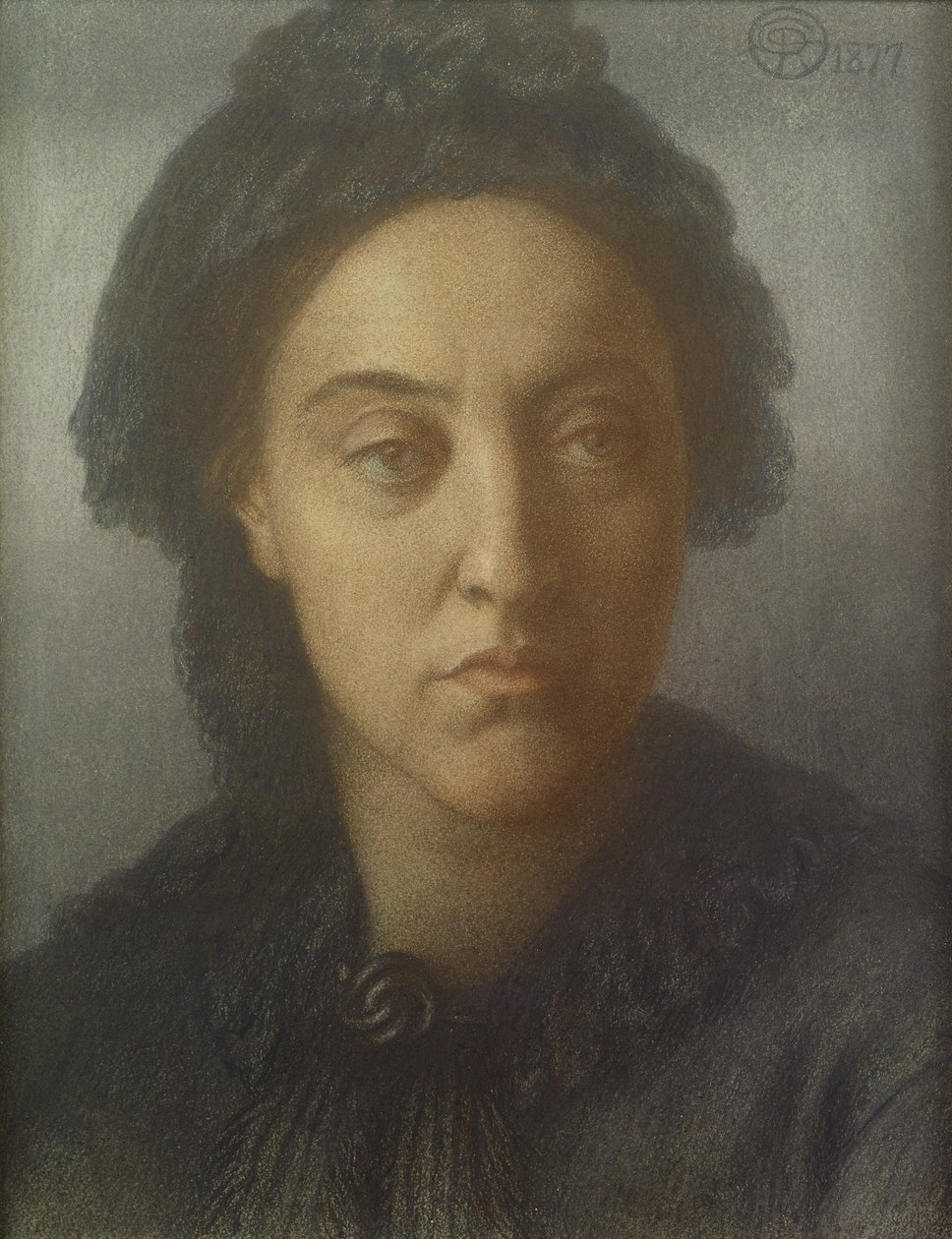 Christina Rossetti, 1877 (värilliset liidut paperille) tekijältä Dante Gabriel Charles Rossetti