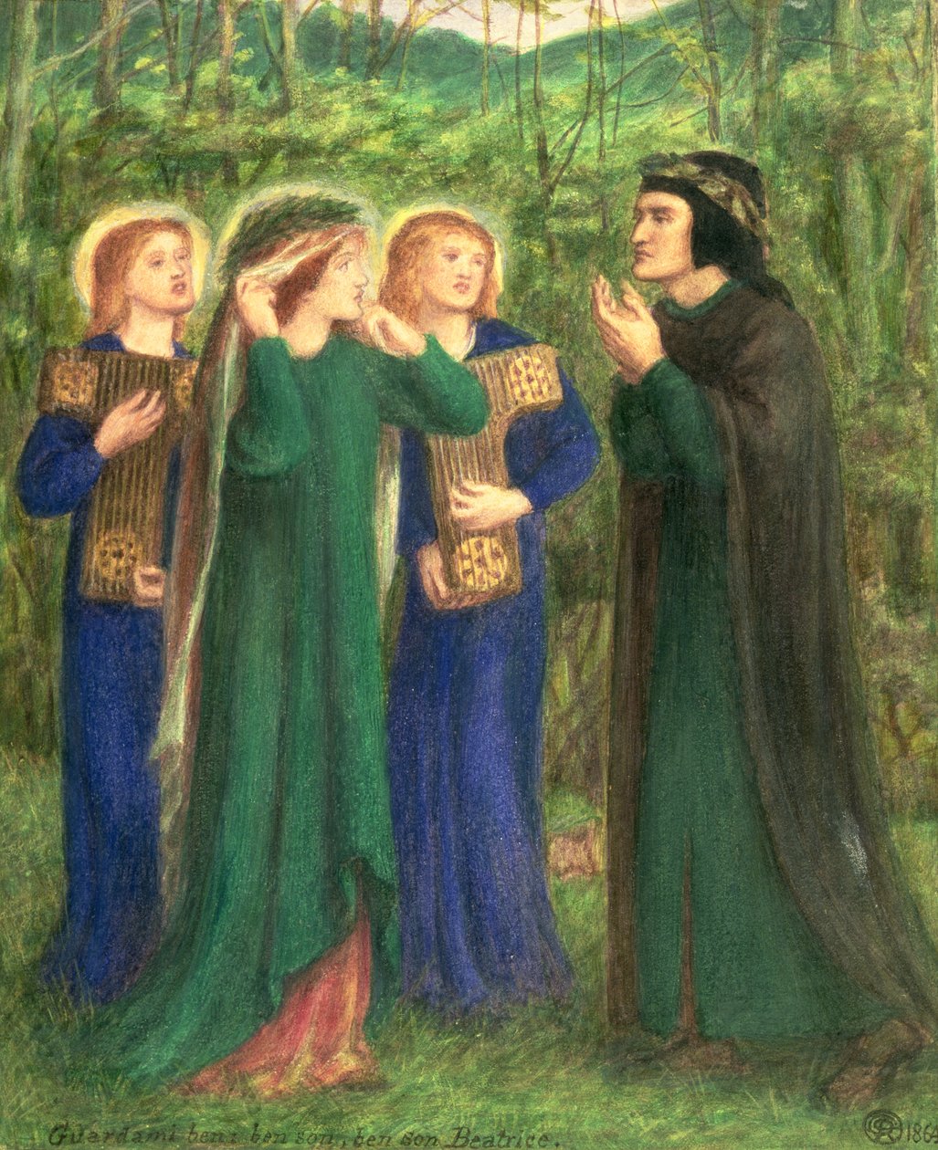 Dante tapaa Beatricen tekijältä Dante Gabriel Charles Rossetti