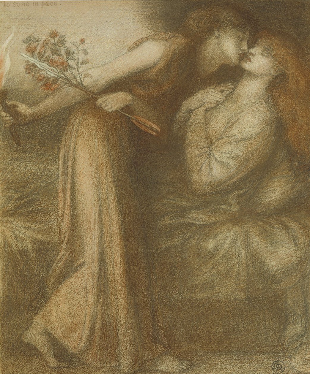 Dantesin unelma Beatrice Io sonon kuolinpäivänä in pace, 1875 tekijältä Dante Gabriel Charles Rossetti