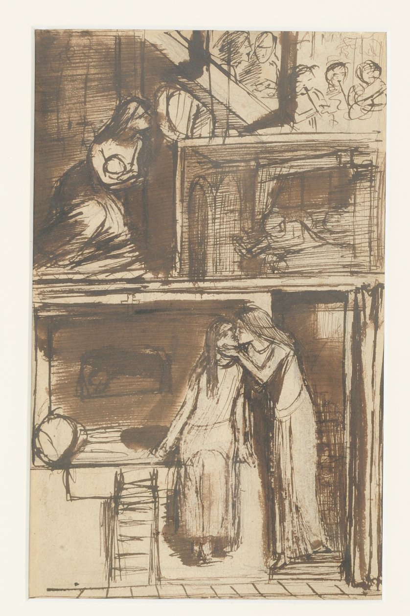 Fair Annie - Kuvitus balladille, n. 1854 (muste paperille) tekijältä Dante Gabriel Charles Rossetti