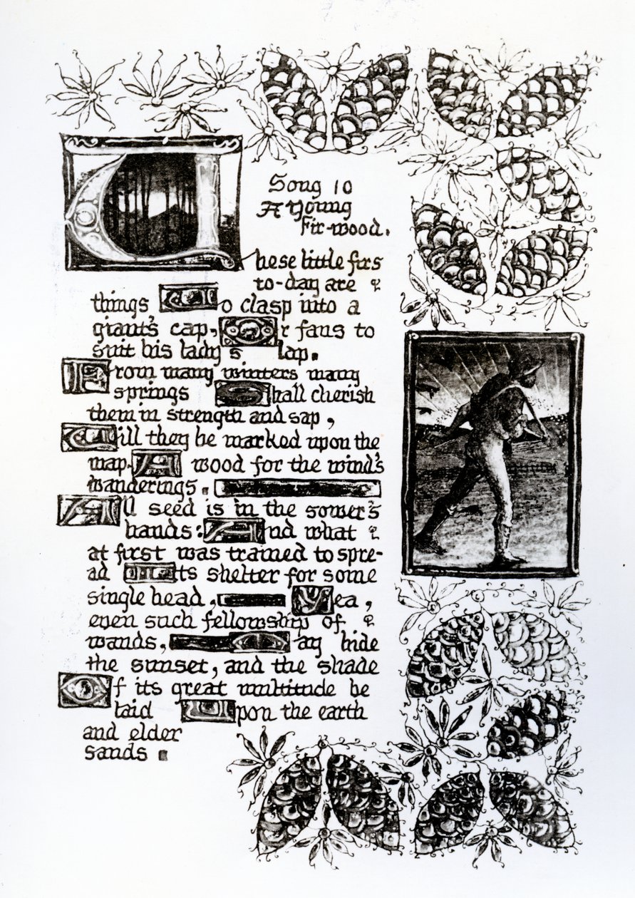 Valaistu teksti Rossetin "House of Life" -sonettisarjasta, n. 1880 tekijältä Dante Gabriel Charles Rossetti