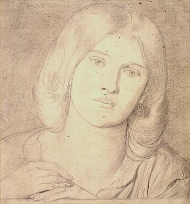 Nro 1537 Miss Fanny Cornforth, n. 1860 (kynä paperilla) tekijältä Dante Gabriel Charles Rossetti