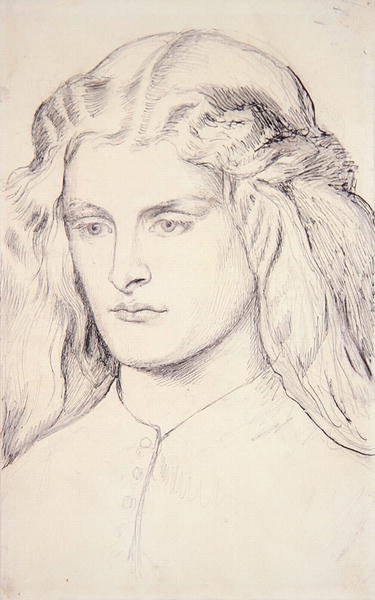 Annie Millerin muotokuvatutkimus, n. 1860–1863 (kynä, intialainen muste ja grafiitti paperille) tekijältä Dante Gabriel Charles Rossetti